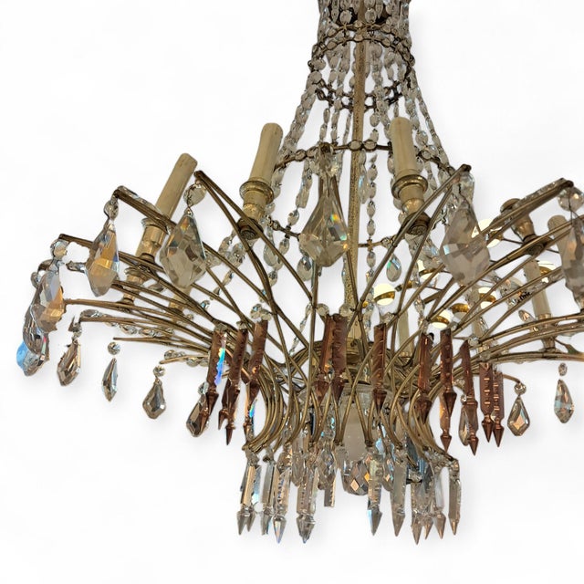 French Chandelier in White and Violet Cut Crystal For Sale - Image 4 of 5