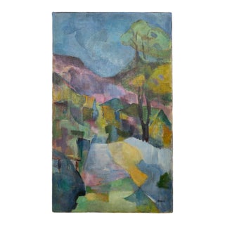 Vintage Pastoral Landscape Painting Signed, 1960's For Sale