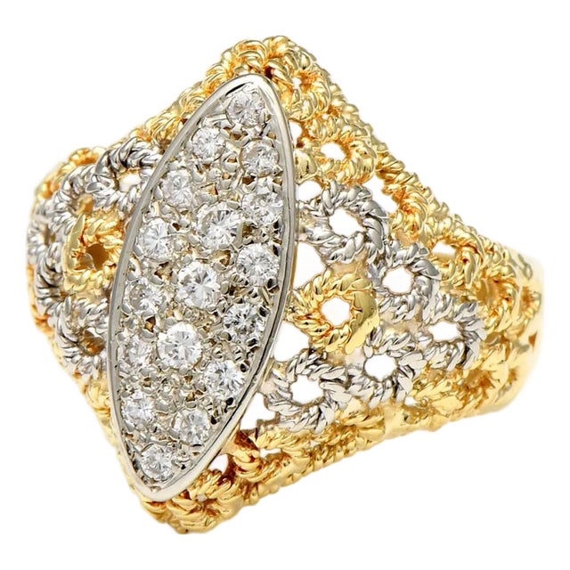 18YW Diamond(0.30) Marquise Shape Ring, size 6 For Sale