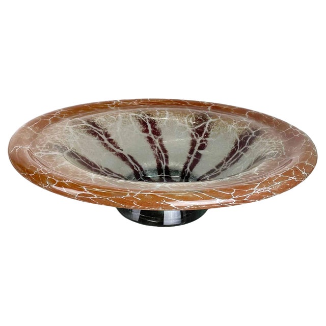 Art Deco Baushaus German Glass Bowl by Karl Wiedmann for WMF Ikora, 1930s For Sale