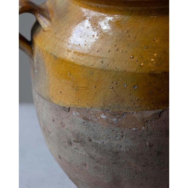 Mustard 19th Century French Glazed Terracotta Jug with Ochre Yellow Glaze For Sale - Image 8 of 12