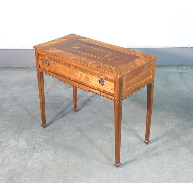 Louis xv inlaid walnut desk with front drawer. 18th century period 18th century materials veneered and inlaid walnut...