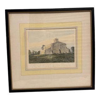 Vintage Hand-Colored Architectural Print of St. Peter's Church, Dunstable | English Church Landscape | Professionally Framed For Sale