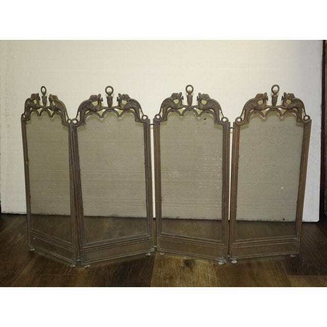 Unique Fireplace Screen in Fair Rustic Vintage Condition. It is Solid and Firm. But there is wear to the finish. Please...