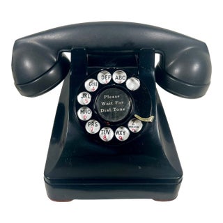 Vintage 1940s Western Electric Model 302 Black Rotary Desk Phone For Sale