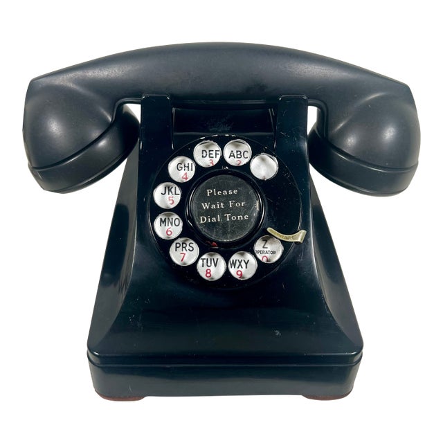 Vintage 1940s Western Electric Model 302 Black Rotary Desk Phone For Sale