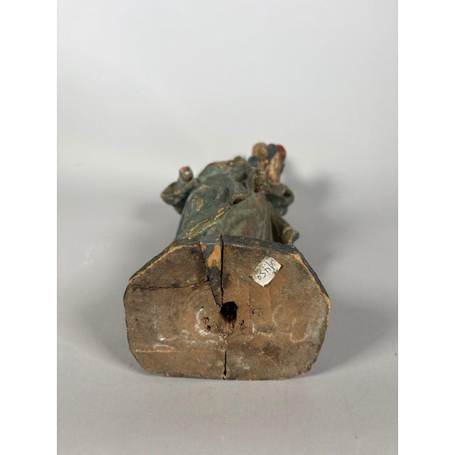 18th Century The Virgin and Child, polychrome carved wood, 18th century For Sale - Image 5 of 7