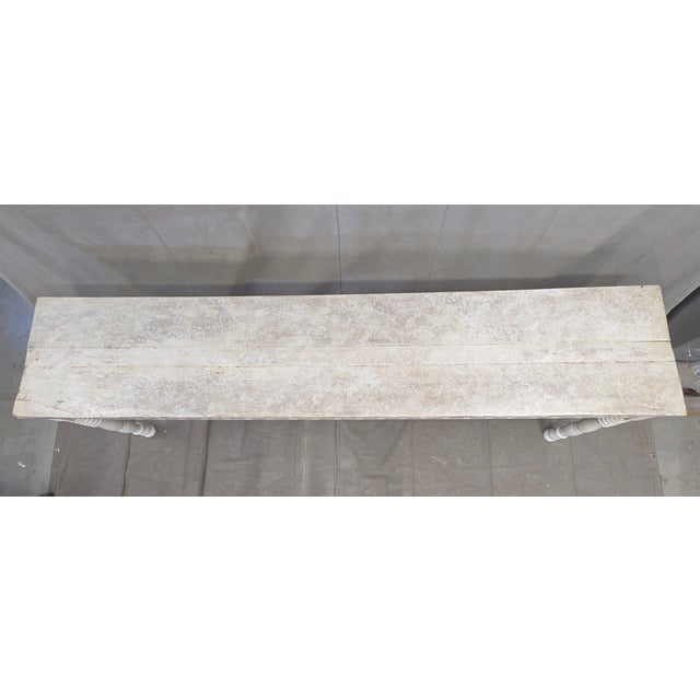 Antique French Rustic Painted Pine and Hardwood Console Table With Greek Key Motif For Sale - Image 9 of 17