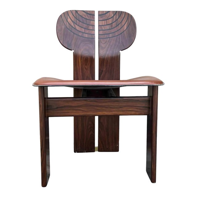 Wood Africa ​​Dining Table and Chairs in Walnut Root & Leather by Tobia & Afra Scarpa for Maxalto, 1976, Set of 5 For Sale - Image 7 of 18