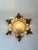 Hollywood Regency German Gilt Wrought Iron and Textured Glass Flush Mount, 1970s For Sale - Image 3 of 13