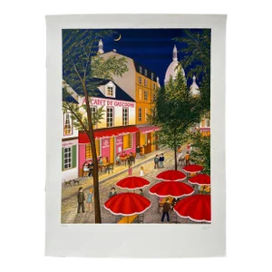Signed 1988 Limited Edition Fanch Ledan Lithograph of Montmartre in Paris