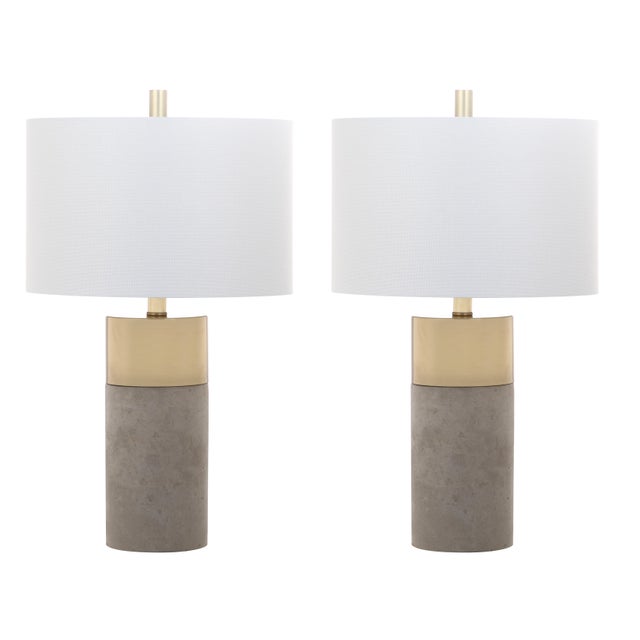 Gray Modern Table Lamp in Grey and Brass - a Pair For Sale - Image 8 of 8