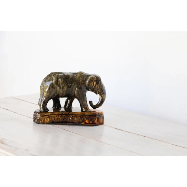 Ceramic Antique Portuguese Palissy Ware Elephant Toothpick Holder For Sale - Image 7 of 11