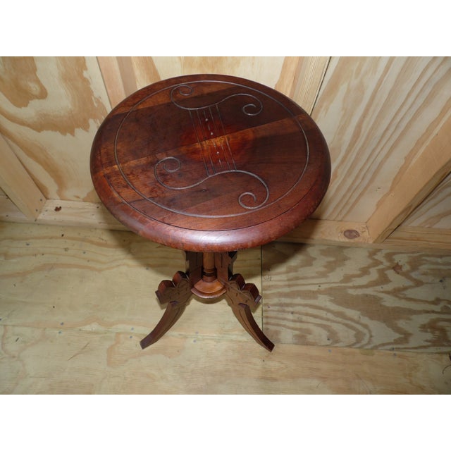Antique Walnut Victorian Eastlake Occasional Table Gothic Plant Stand Bust Stand For Sale - Image 4 of 12