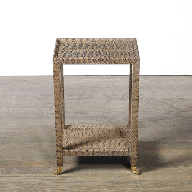 Metal Mid-Century Modernist Python Side Table With Brass Castors by Karl Springer For Sale - Image 7 of 16