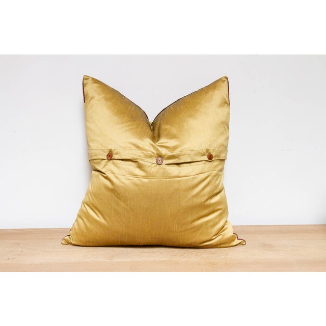 Old Gold Festive Silk Euro Pillow Cover For Sale In Los Angeles - Image 6 of 7