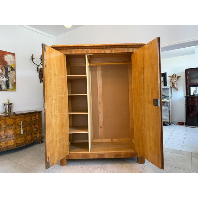 Antique Biedermeier Walnut Veneer Wardrobe For Sale - Image 9 of 17