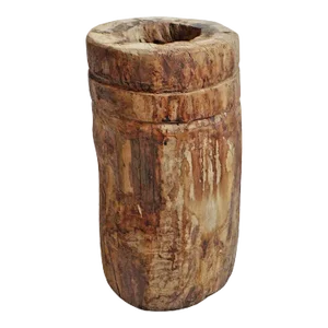 Antique India Wood Butter Pot
