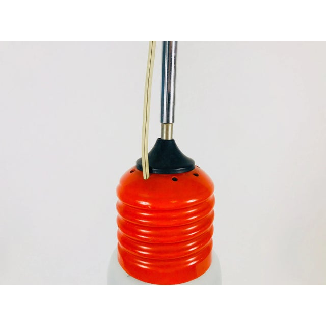 Red 1970s Mid-Century Modern Italian Bulb Shape and Red Metal Pendant Lamp, Italy For Sale - Image 8 of 12