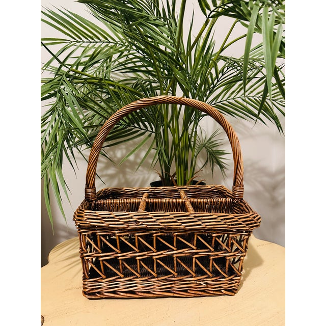 Wood 1970s French Wicker Wine Bottle Holder For Sale - Image 7 of 9