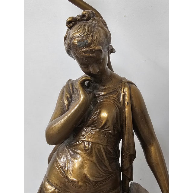Dumaige Attributed Figural Bronzed Spelter Sculptures Mounted as Lamps - A Pair For Sale - Image 9 of 13