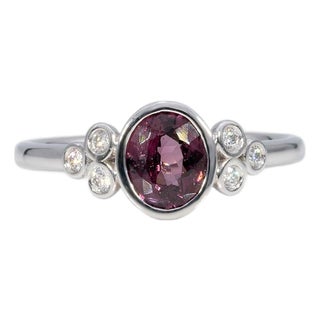 Purple Spinel Ring With Earth-Mined Diamond Accents in Solid 14k Gold, Size 6.75 For Sale