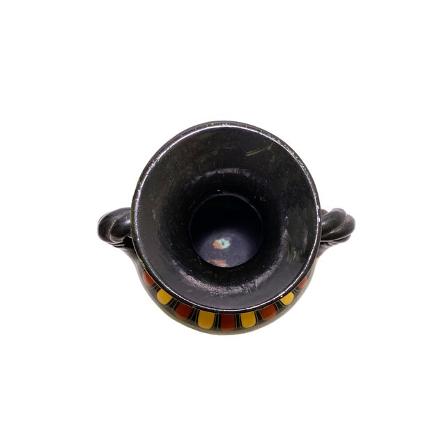 Sculpture Materials Mid 20th Century Greek Pottery Black Urn With Twisted Handles For Sale - Image 7 of 10