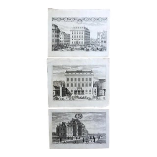 Antique 1702 Swedish Baroque Architectural Etchings - Set of 3 For Sale