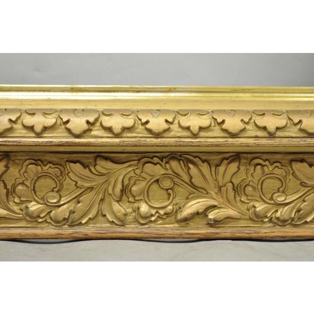 Antique Victorian Gold Gilt Oak Wood Leafy Scroll Deep Picture Frame 32.5 X 26.5 For Sale - Image 14 of 18