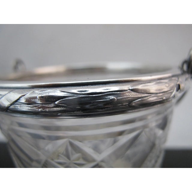 French Gregoire & Cordonnier 19thc French Cut Glass & Sterling Silver Ice Bucket For Sale - Image 3 of 13
