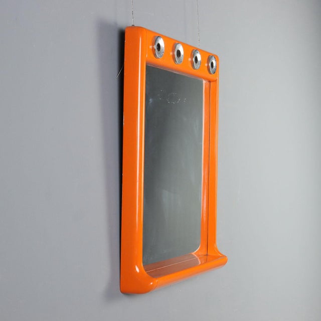 Vintage Aluminium and Plastic Mirror with 4 Lights, Italy, 1970s For Sale - Image 3 of 12
