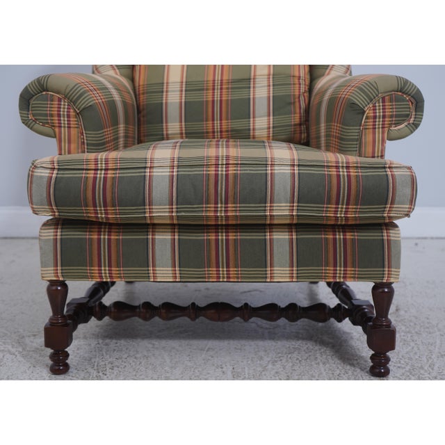 Southwood Plaid Upholstered Country Wing Chair & Ottoman For Sale In Philadelphia - Image 6 of 18