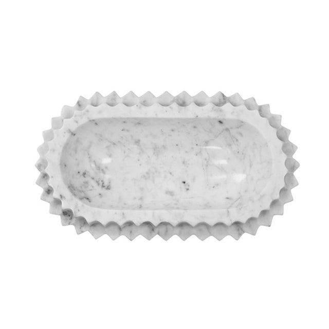 2020s Matthew Izzo Home Lilibet Oval Marble Tray For Sale - Image 5 of 11