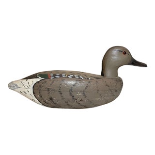Antique Hand Carved Wood Folk Art Hollow Body Drake Duck Decoy Bird Sculpture For Sale