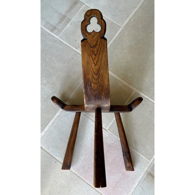 Mid 20th-Century European Arts & Crafts-Inspired Three-Legged Hardwood Birthing Chair For Sale - Image 11 of 15
