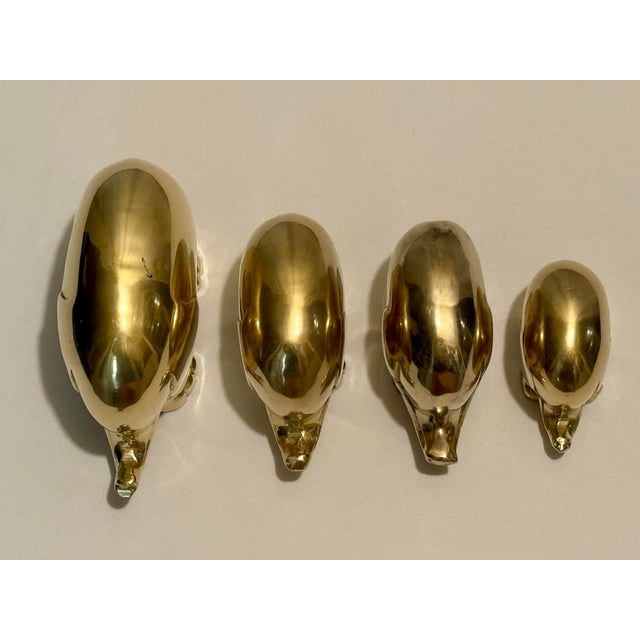 Brass 1970s Hollywood Regency "Pudgy" Brass Elephant Family Paperweight by Turtle and Crane - Set of 4 For Sale - Image 8 of 8