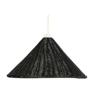 Black Wicker Hanging Pendant Lamp For Sale
