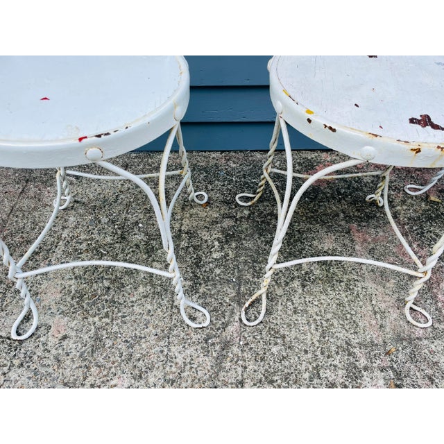 Metal Vintage Twisted Iron 1950’s Ice Cream Parlor Chairs a Set of 4 For Sale - Image 7 of 12