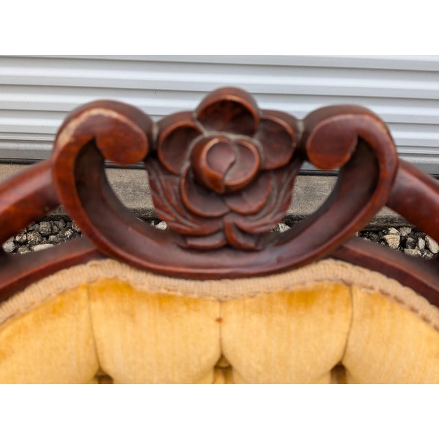 Wood Mid Century Kimball Vintage Four Victorian Balloon Back Chairs For Sale - Image 7 of 18