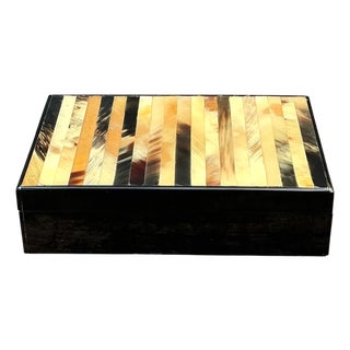 Vintage Horn and Wood Decorative Box For Sale