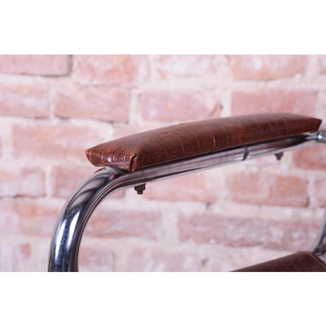 Bauhaus Bauhaus Bar Chair in Chromed Steel and Faux Leather, Germany, 1970s For Sale - Image 3 of 11