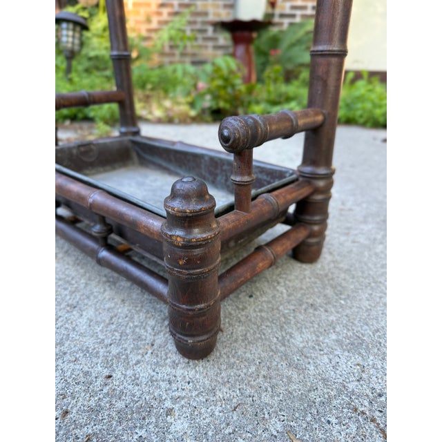 Brown Late 19th-Century French Faux Bamboo Umbrella Stand With Original Zinc Liner For Sale - Image 8 of 12