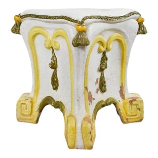 Midcentury Italian Majolica Neoclassical Style Garden Seat Stool For Sale