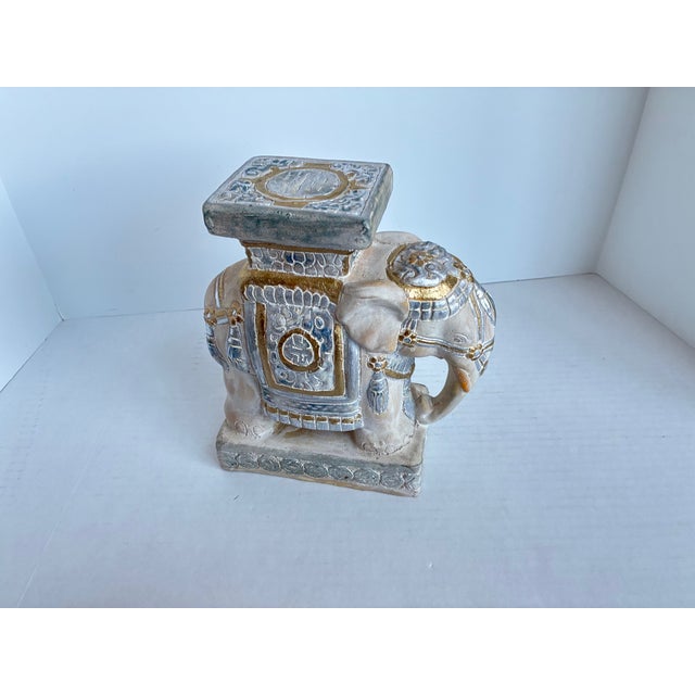 Hollywood Regency Vintage Hollywood Regency Style Asian Terracotta Elephant Plant Stand Statue For Sale - Image 3 of 10