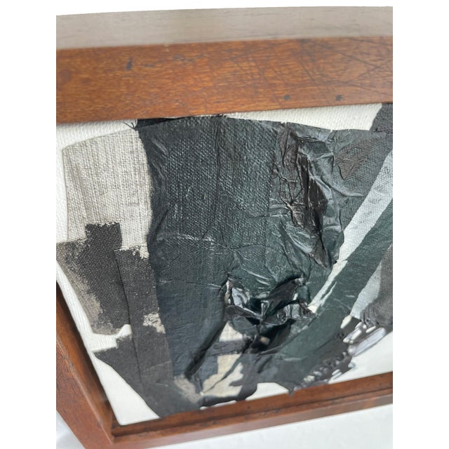 Miniature Black, White, and Gray Textured Collage Painting in Shadow Box Frame – Modern Bookshelf Art Decor For Sale In Austin - Image 6 of 8