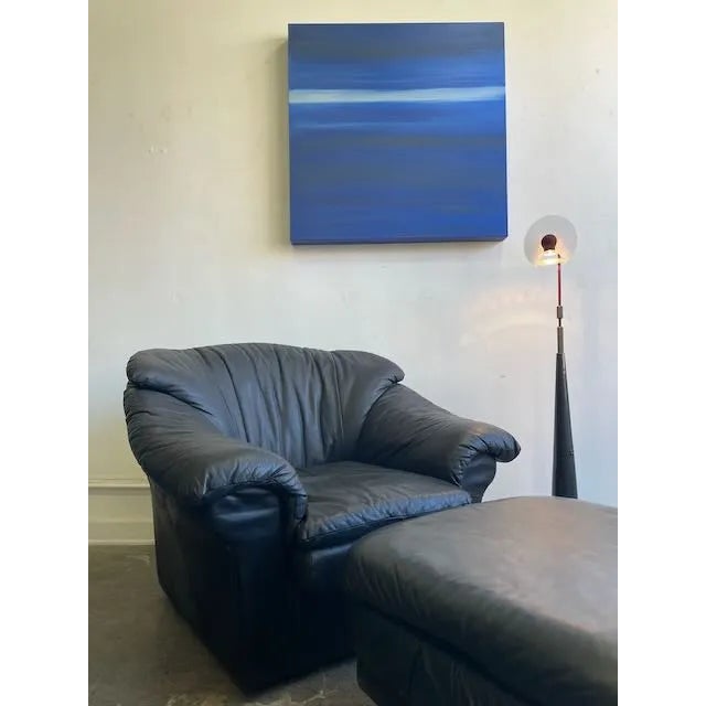 Postmodern Postmodern Italian Black Lounge Chair & Ottoman For Sale - Image 3 of 8