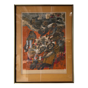 1970’s Vintage Theo Tobiasse Signed & Numbered Lithograph 121/135 – Wood Frame & Glass