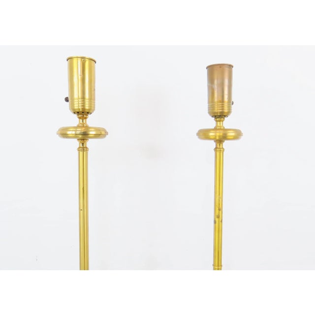 Art Deco Vintage 1940s Art Deco Solid Brass Floor Lamp Torchères - a Pair For Sale - Image 3 of 11