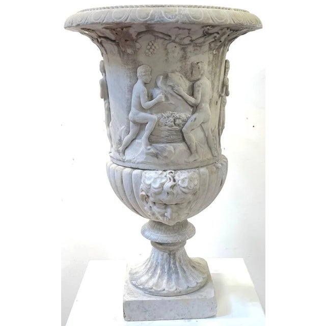 19th C or Older Antique Italian Carved Marble Bacchanalian Garden Urns - a Pair For Sale - Image 11 of 12