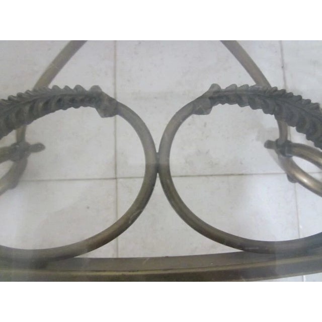 Metal 1990s Oval Metal Coffee Table Italian Style Ornate Glass Top For Sale - Image 7 of 8